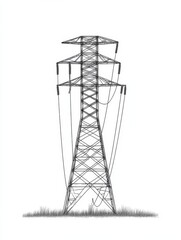 Power line icon, electric main symbol, electric line emblem, power transmission line pictogram