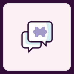 Fototapeta premium Creative Puzzle Discussion Bubbles Icon for Problem Solving Collaboration