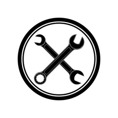 equipment icon. Vector labels with tools. Design elements for logo, label, emblem, sign, badge. Vector illustration.