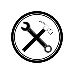 equipment icon. Vector labels with tools. Design elements for logo, label, emblem, sign, badge. Vector illustration.