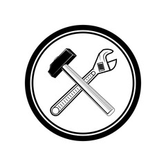 equipment icon. Vector labels with tools. Design elements for logo, label, emblem, sign, badge. Vector illustration.