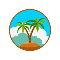 palm tree labels and design element. Vintage palms illustrations. Vector design  element for emblem, logo, insignia, sign, identity, logotype, poster.