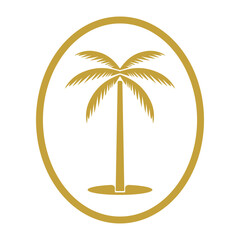 palm tree labels and design element. Vintage palms illustrations. Vector design  element for emblem, logo, insignia, sign, identity, logotype, poster.