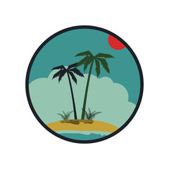 palm tree labels and design element. Vintage palms illustrations. Vector design  element for emblem, logo, insignia, sign, identity, logotype, poster.