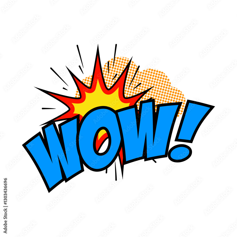 Fototapete wow! phrase in comic style. pop art style phrase 