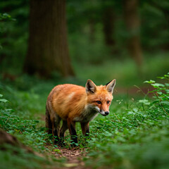 Fototapeta premium red fox in the woods