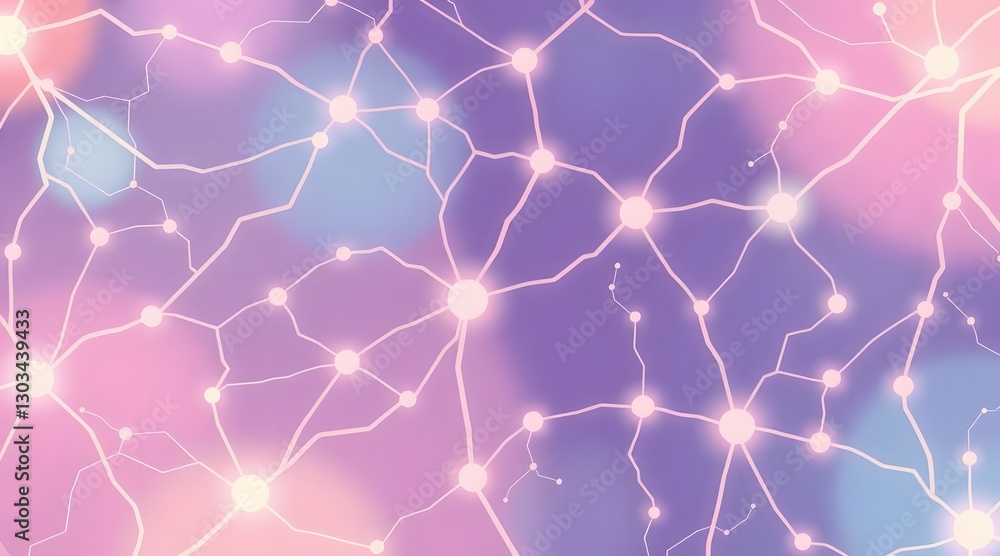 Poster colorful abstract background featuring glowing connections and nodes, creating a dreamy and modern d