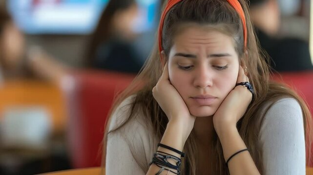 Feeling bored and restless in a busy cafe during the afternoon