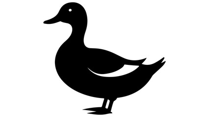duck standing on a white background, simple black duck shape vector illustration