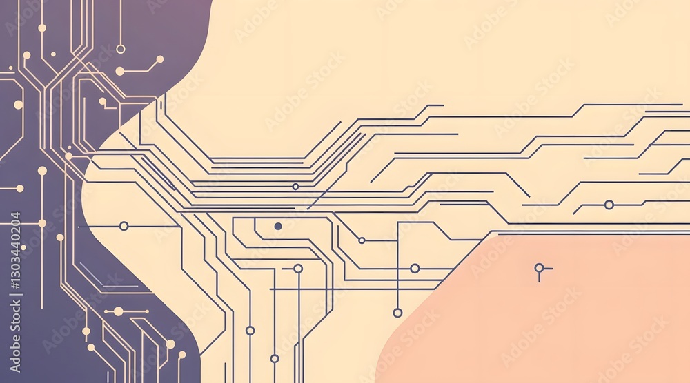 Aufkleber abstract circuit design featuring modern lines and soft color gradients, ideal for representing tech