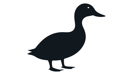 funny black shape of a duck on white background, Silhouette of a Duck in Minimalist Black Design