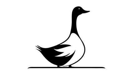 Fototapeta premium simple black and white goose shape in vector, goose simple outline black shape silhouette illustration