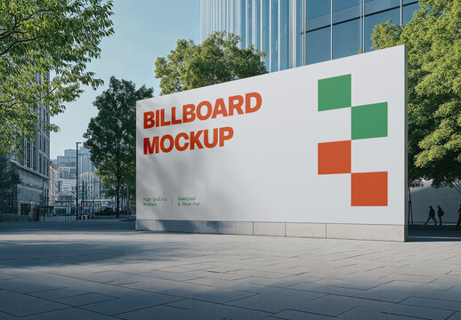 Big Billboard on the City Square Mockup
