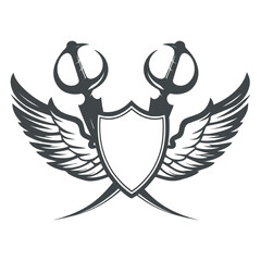 Obraz premium Winged Shield with Crossed Swords