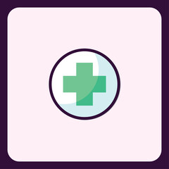 Simple Medical Cross Icon on Soft Palette Background, Healthcare Concept
