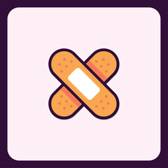 Minimalist medical adhesive bandage icon, healthcare and wound care symbol