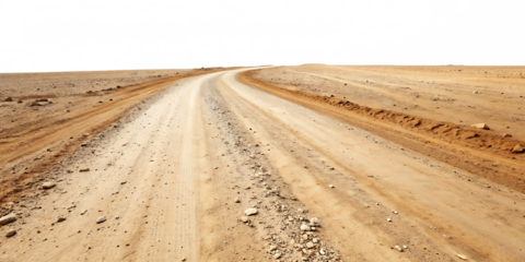 A red dirt road with sharp turns on a white background. Generated with AI