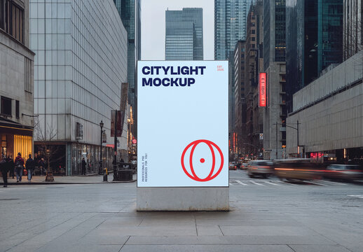 Citylight in a City Center Mockup