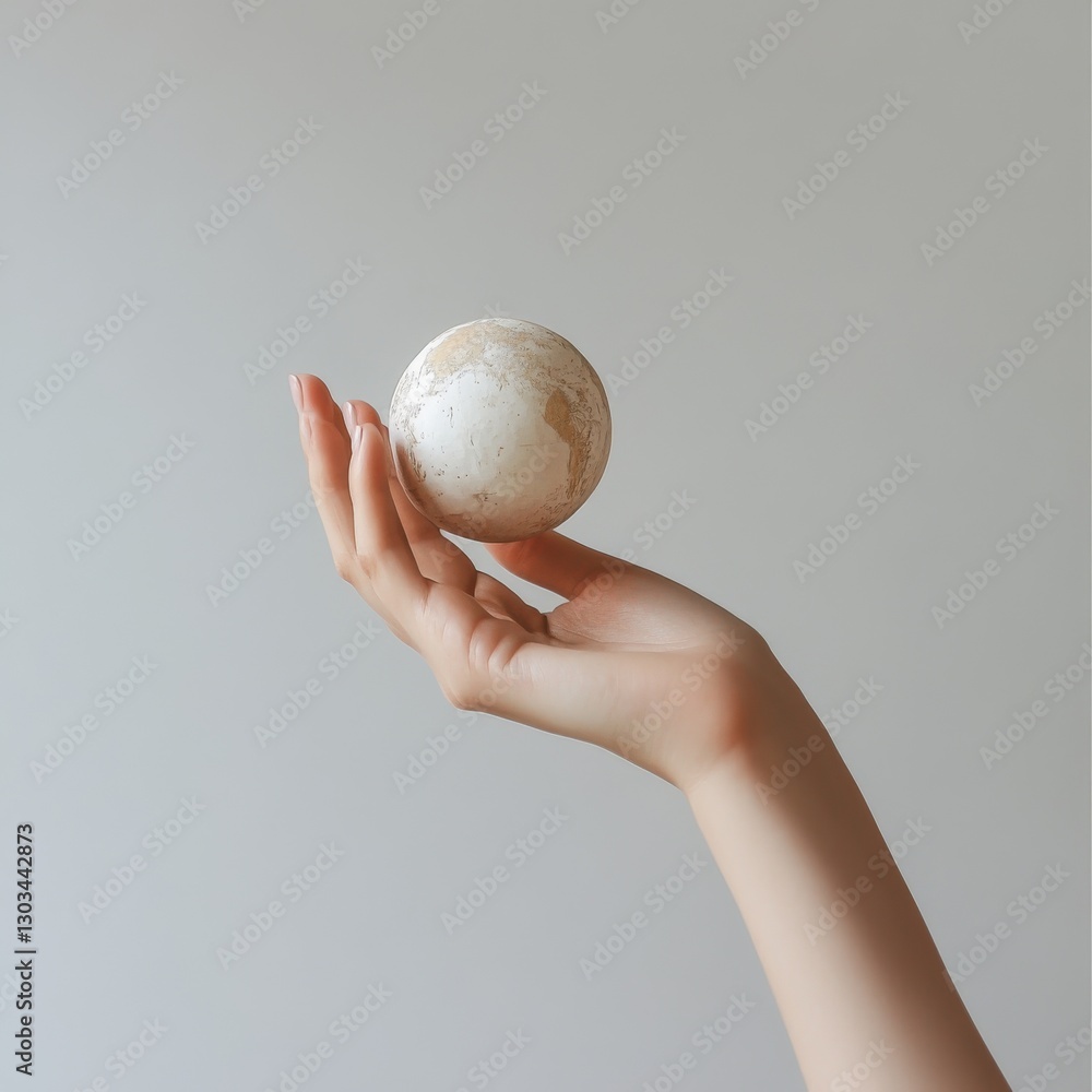 Aufkleber delicate hand holding a fragile earth: symbolizing care and responsibility for our planet's future