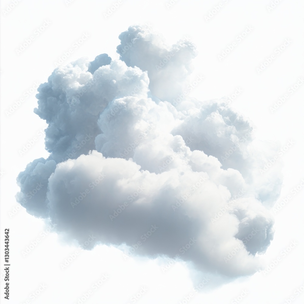 Poster fluffy cloudscape: ethereal white cloud formation against a bright sky, perfect for dreamy and calmi