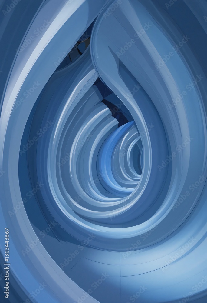 Leinwandbilder abstract spiral artwork featuring light blue, deep navy shapes... a captivating illusion of depth an
