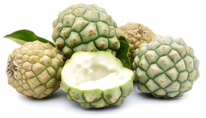 Obraz premium Fresh Sugar Apples on White Background