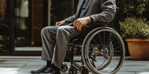 Obraz premium Frustration with Physical Limitations – Elderly Man in Wheelchair