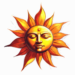 sun symbol with face vector ornament
