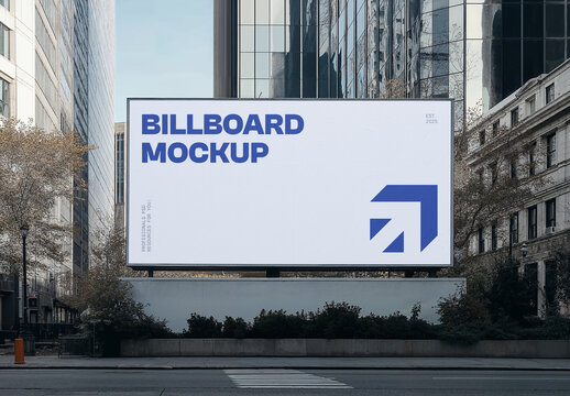Big Billboard in a City Center Mockup