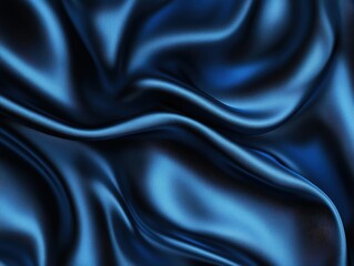 Fototapeta premium Elegant deep blue satin fabric with smooth waves and soft texture, ideal for fashion, background, or artistic projects showcasing luxury and sophistication.