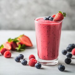 Colorful Fruit Smoothie - Restaurant and Bars Advertising Product. Vibrant and Nutritious Drink. Refreshing Mixed fruits Milkshake. Delicious Vegan Smoothies - Superfoods, Detox, and Energy Boost