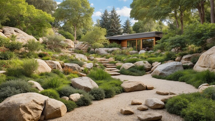 Fototapeta premium A Scenic Natural Landscape with Rocks and Greenery for Peaceful Retreats