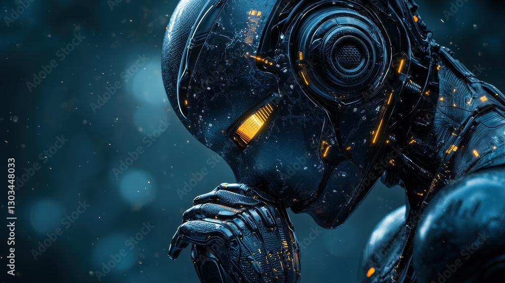 Poster futuristic ai cybersecurity system with robotic assistants actively monitoring cyber threats in resp