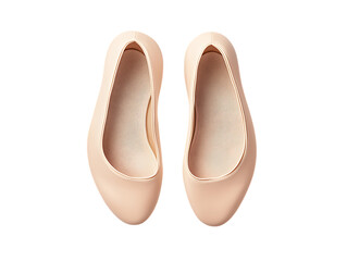 Fototapeta premium Pair of beige women's ballet flats.