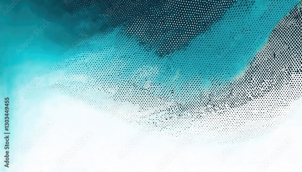 Fototapete abstract halftone texture with teal gradient and pixelated dot pattern, ideal for modern graphic des