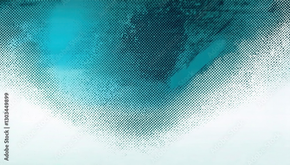 Fototapete abstract halftone texture with teal gradient and pixelated dot pattern, ideal for modern graphic design and digital background