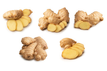 Ginger root isolated on white background.
