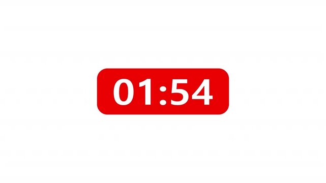 2 minutes rectangle countdown, two minute timer countdown animation, animation on two minutes rectangle countdown on a transparent background.	