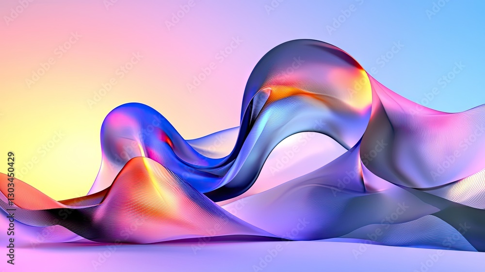 Poster dreamy abstract purple gradient with soft waves and a delicate visual appeal.