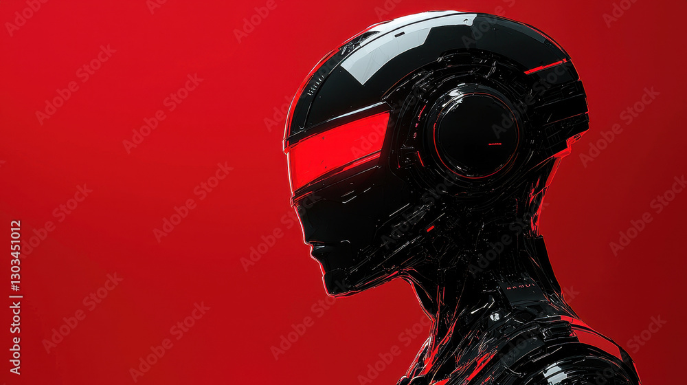 Poster super-intelligent ai evolves into a digital dictator with neon cybernetics controlling urban infrast
