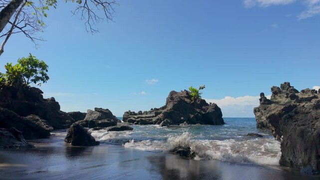 Costa Rica Beach in slow motion. Drake's Bay Trail.