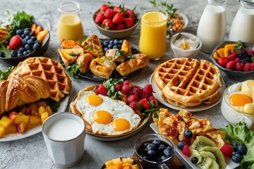 Vibrant and Delicious Breakfast Spread with Fresh Fruits and Treats