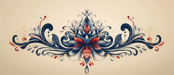 Delicate floral motifs blend harmoniously with swirling designs, showcasing a graceful aesthetic. The soft color palette enhances the beauty of the composition.