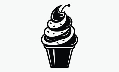 Ice cream silhouette, ice cream cone silhouette