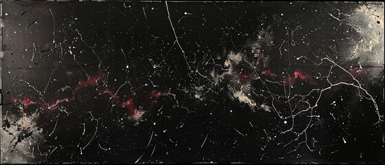 Intricate sketches of stars intertwine in a dark cosmic display, evoking a chilling atmosphere perfect for a horror movie setting. The work highlights creativity in horror.