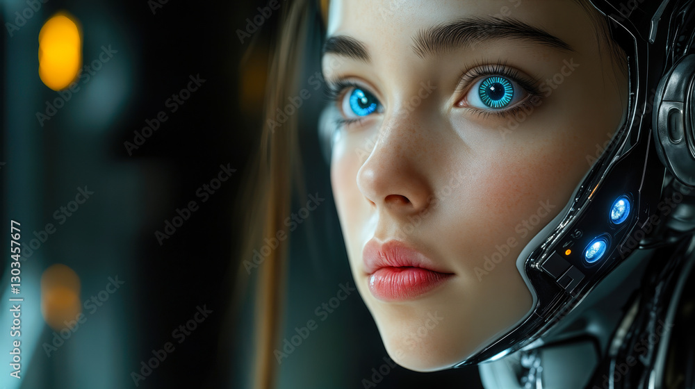 Aufkleber futuristic real-time ai companion with enhanced human-like features for dynamic interactive technolo