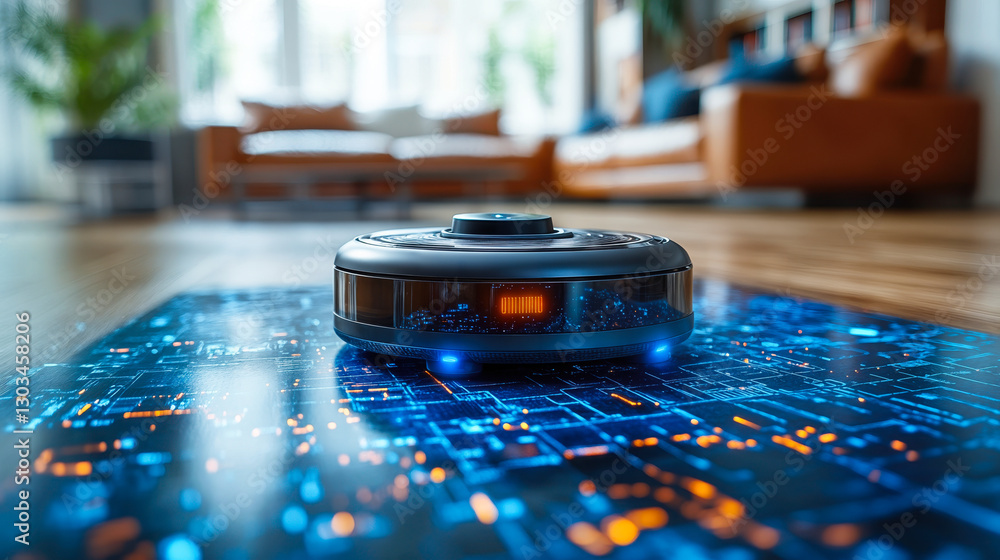 Poster advanced robotic vacuum with 3d mapping technology navigating smart home environment for enhanced pr