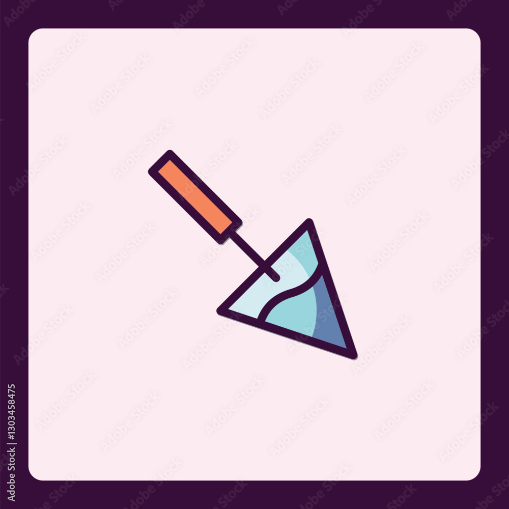 Poster stylized rendering tool icon with simple filled elements and thick outlines
