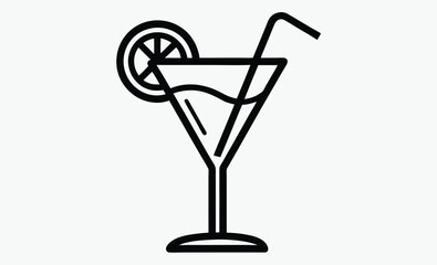 Cocktail icon, cocktail silhouette 