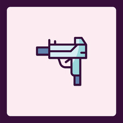 Stylized Machine Gun Icon with a Playful and Modern Design aesthetic